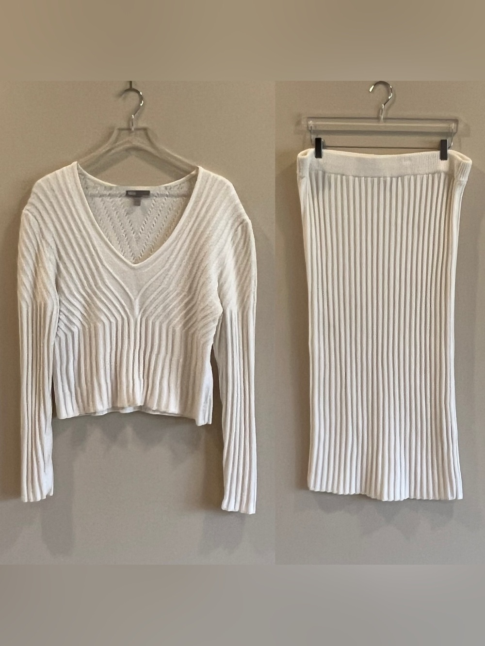 ASOS cream knit midi skirt and sweater co-ord set Size 12